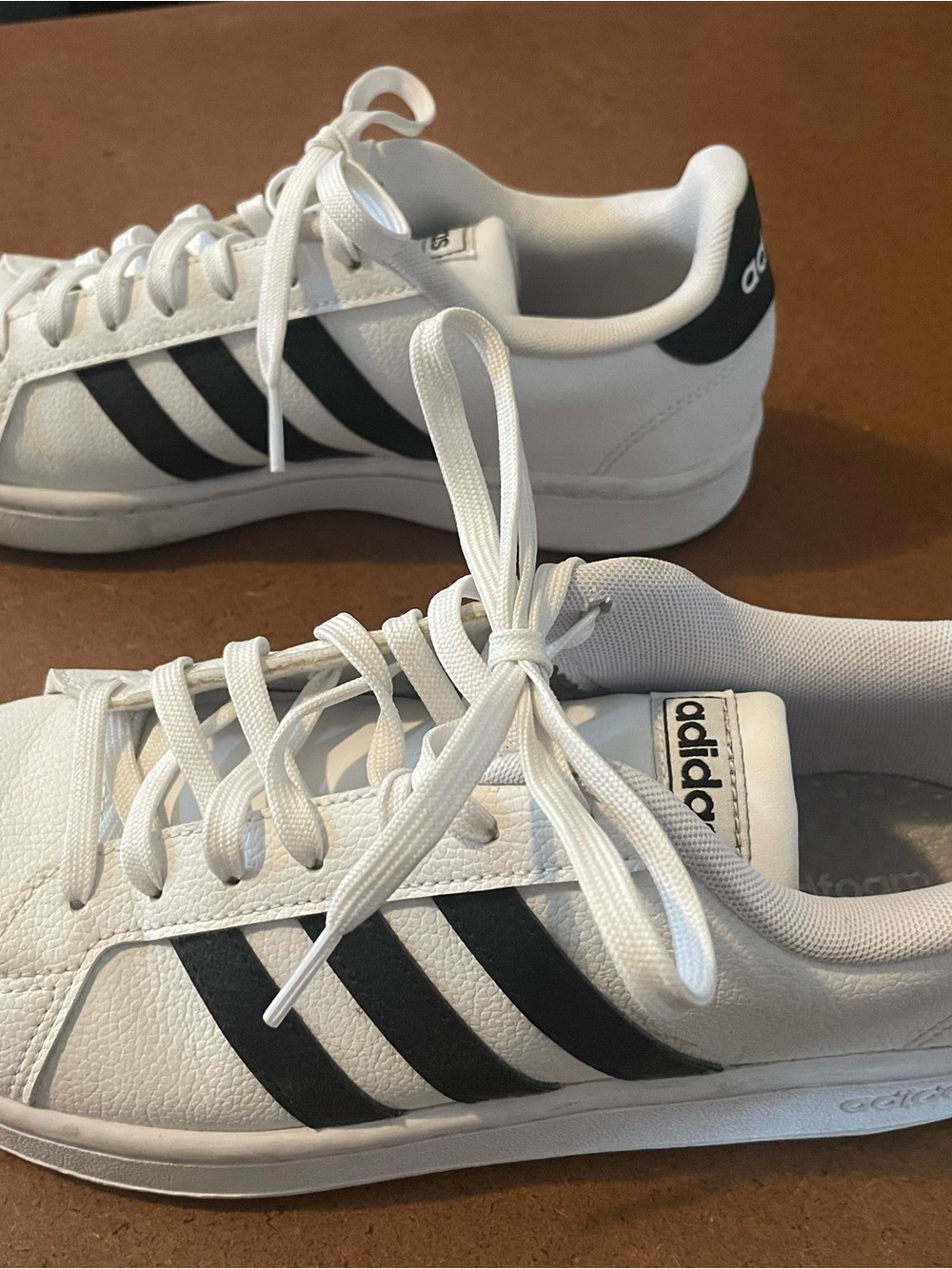 adidas White Sneakers with Black Stripes